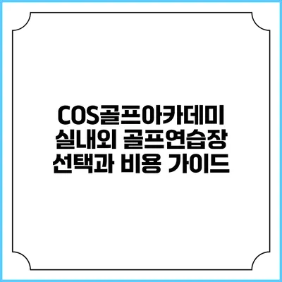 COS골프아카데미: 실내외 골프연습장 선택과 비용 가이드