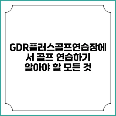 GDR플러스골프연습장에서 골프 연습하기: 알아야 할 모든 것