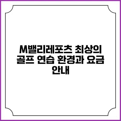 M밸리레포츠: 최상의 골프 연습 환경과 요금 안내