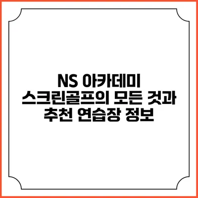 NS 아카데미: 스크린골프의 모든 것과 추천 연습장 정보
