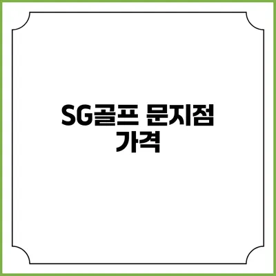 SG골프 문지점: 가격