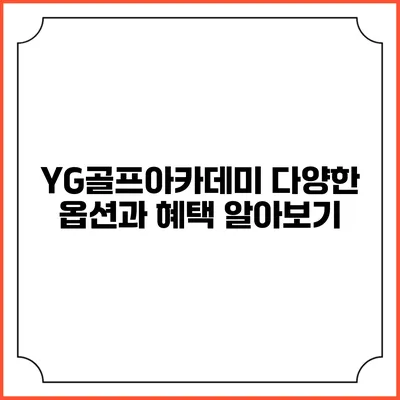 YG골프아카데미: 다양한 옵션과 혜택 알아보기