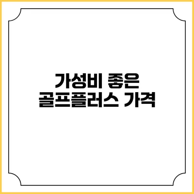 가성비 좋은 골프플러스: 가격