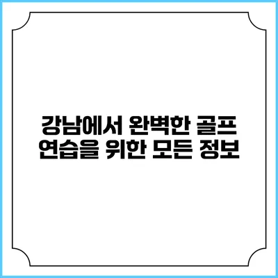강남에서 완벽한 골프 연습을 위한 모든 정보