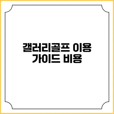 갤러리골프 이용 가이드: 비용