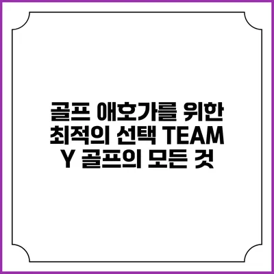 골프 애호가를 위한 최적의 선택: TEAM Y 골프의 모든 것