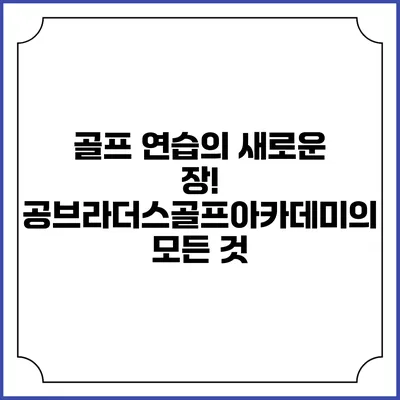 골프 연습의 새로운 장! 공브라더스골프아카데미의 모든 것