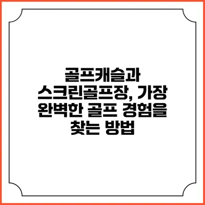 골프캐슬과 스크린골프장, 가장 완벽한 골프 경험을 찾는 방법