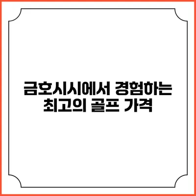 금호시시에서 경험하는 최고의 골프: 가격