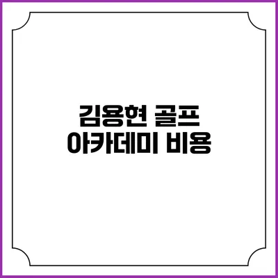 김용현 골프 아카데미: 비용