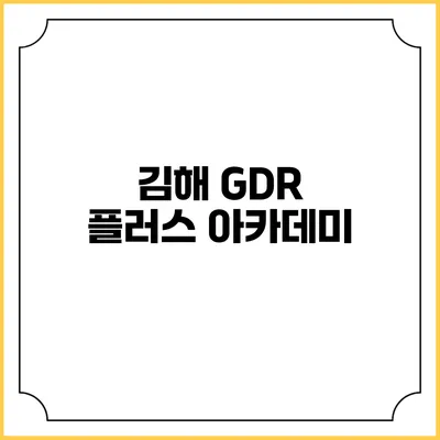 김해 GDR 플러스 아카데미