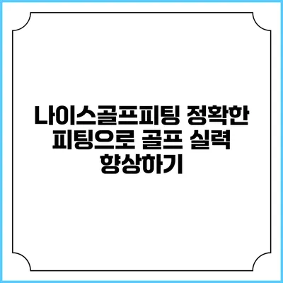 나이스골프피팅: 정확한 피팅으로 골프 실력 향상하기