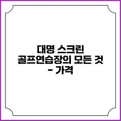 대명 스크린 골프연습장의 모든 것 - 가격