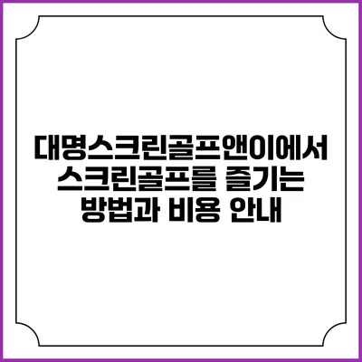 대명스크린골프앤이에서 스크린골프를 즐기는 방법과 비용 안내