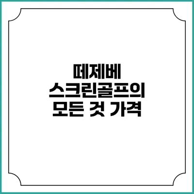 떼제베 스크린골프의 모든 것: 가격