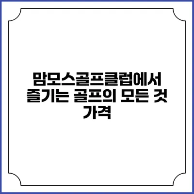 맘모스골프클럽에서 즐기는 골프의 모든 것: 가격