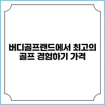 버디골프랜드에서 최고의 골프 경험하기: 가격