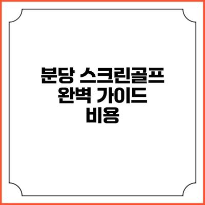 분당 스크린골프 완벽 가이드: 비용