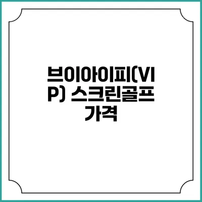 브이아이피(VIP) 스크린골프: 가격