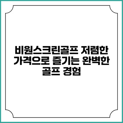 비원스크린골프: 저렴한 가격으로 즐기는 완벽한 골프 경험