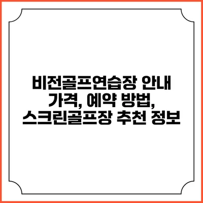비전골프연습장 안내: 가격, 예약 방법, 스크린골프장 추천 정보
