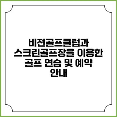 비젼골프클럽과 스크린골프장을 이용한 골프 연습 및 예약 안내