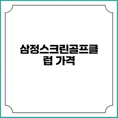 삼정스크린골프클럽: 가격