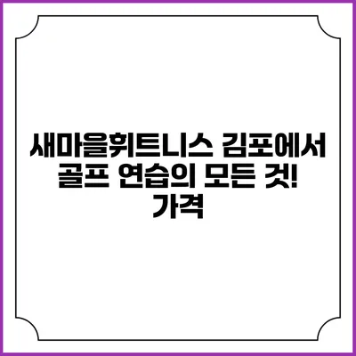 새마을휘트니스 김포에서 골프 연습의 모든 것! 가격