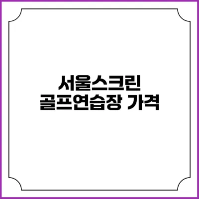 서울스크린 골프연습장: 가격