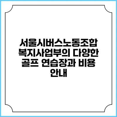 서울시버스노동조합 복지사업부의 다양한 골프 연습장과 비용 안내