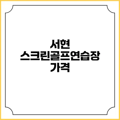 서현 스크린골프연습장: 가격