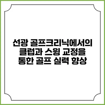 선광 골프크리닉에서의 클럽과 스윙 교정을 통한 골프 실력 향상