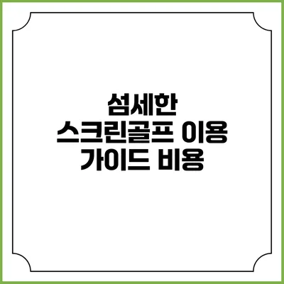 섬세한 스크린골프 이용 가이드: 비용