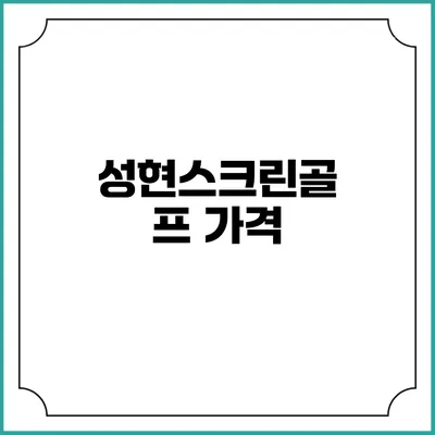 성현스크린골프: 가격