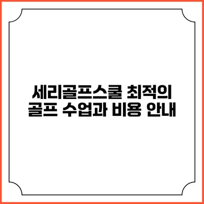 세리골프스쿨: 최적의 골프 수업과 비용 안내