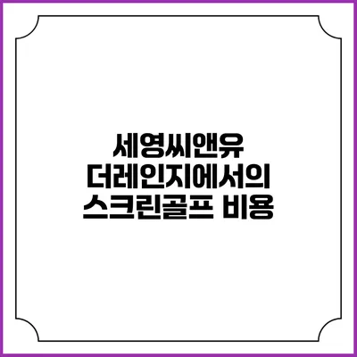 세영씨앤유 더레인지에서의 스크린골프: 비용