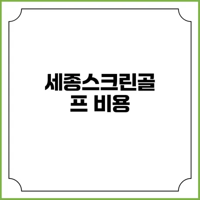세종스크린골프: 비용