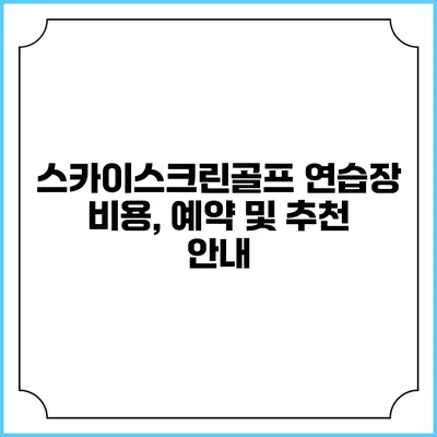 스카이스크린골프 연습장: 비용, 예약 및 추천 안내