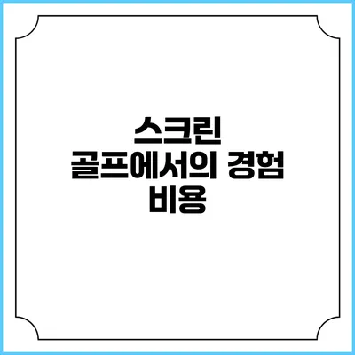 스크린 골프에서의 경험: 비용