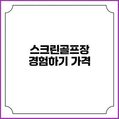 스크린골프장 경험하기: 가격