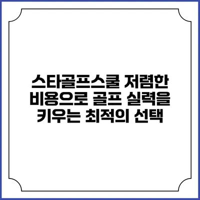 스타골프스쿨: 저렴한 비용으로 골프 실력을 키우는 최적의 선택