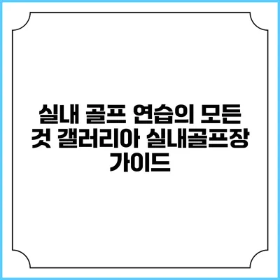 실내 골프 연습의 모든 것: 갤러리아 실내골프장 가이드