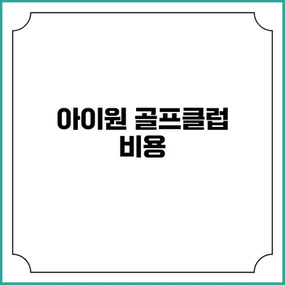 아이원 골프클럽: 비용