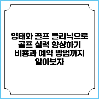 양태화 골프 클리닉으로 골프 실력 향상하기: 비용과 예약 방법까지 알아보자