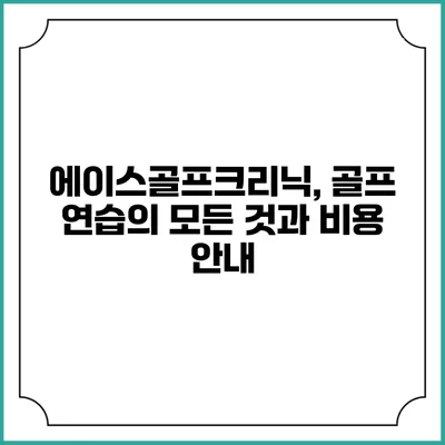 에이스골프크리닉, 골프 연습의 모든 것과 비용 안내