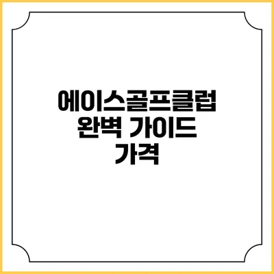 에이스골프클럽 완벽 가이드: 가격