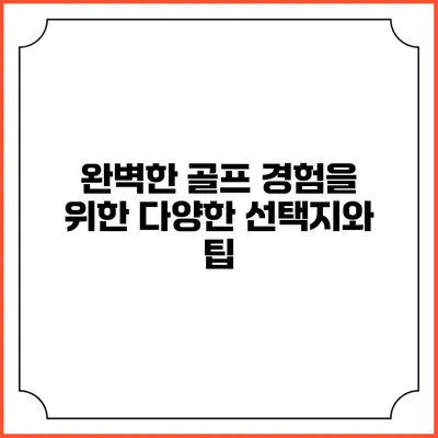 완벽한 골프 경험을 위한 다양한 선택지와 팁