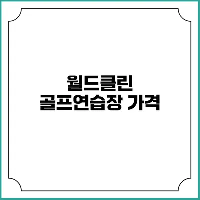 월드클린 골프연습장: 가격