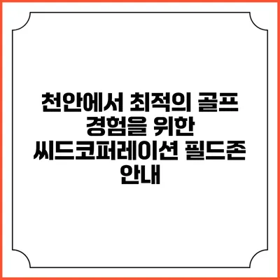 천안에서 최적의 골프 경험을 위한 씨드코퍼레이션 필드존 안내