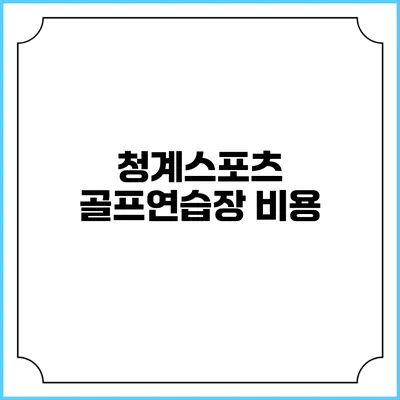 청계스포츠 골프연습장: 비용